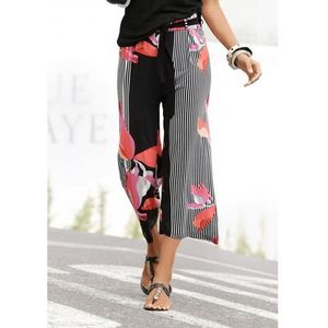 Lascana Culotte met gestreept design en strikceintuur, jersey broek, 7/8 broek