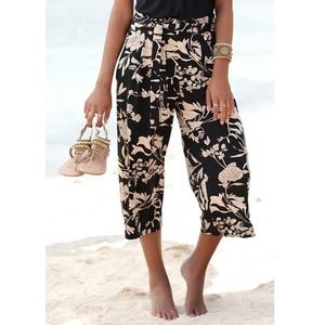 Lascana Culotte met bloemenprint, stoffen broek, stretch (Met een bindceintuur)