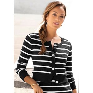 Lascana Shirtjasje - Zwart/Wit Gestreept - Katoen - Knoopsluiting