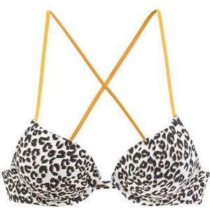 Buffalo Push-upbikinitop Kitty met contrastkleurige bandjes