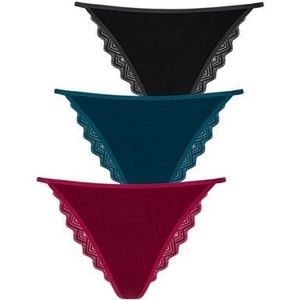 Lascana Brazilian slip met grafische kant achter (set, 3 stuks)