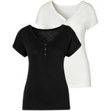 Vivance T-shirt met knoopsluiting en goudkleurige knopen (Set van 2)