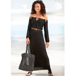 Lascana Maxi-jurk met cut-outs bij de halslijn, schoudervrij zomerjurk, strandjurk