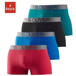 s.Oliver RED LABEL Beachwear Boxershort met contrastkleurige weefband (set, 4 stuks)