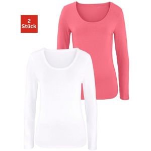 Vivance Shirt met lange mouwen Elastische katoenkwaliteit (Set van 2)