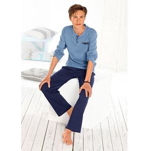 AUTHENTIC LE JOGGER Pyjama in een lang model, top met knoopsluiting (2-delig, 1 stuk)