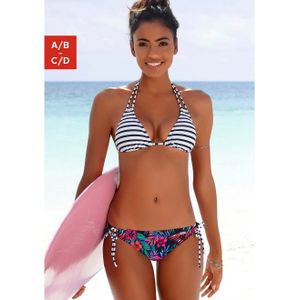 Look - Triangelbikini - Wit - Marine - Verwijderbare Softcups