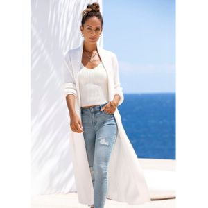 Lascana Lang vest met ribbrei-details en zakken, casual gebreide mantel