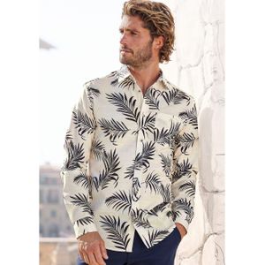 John Devin Hawaï-overhemd Regular fit Lange mouwen, vrijetijdsshirt met palmprint van 100% katoen