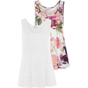 Beachtime Tanktop met bloemenprint (Set van 2)