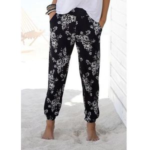 Lascana Strandbroek met subtiele bloemenprint, soepelvallende jersey broek, zomerbroek