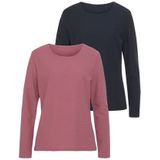 Lascana Shirt met lange mouwen van gestructureerd materiaal (set, 2-delig)