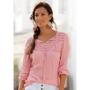 Lascana Crêpe-blouse met geborduurde oogjes, damesblouse, losse pasvorm