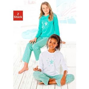 Petite fleur Pyjama in een lang model met sterretjesprint (4-delig, Set van 2)