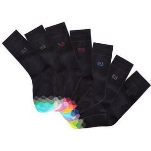 H.I.S Sokken met multicolour gedessineerde kant (set, 7 paar)