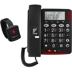 Amplicomms Bigtel 50 Alarm Plus | Senioren huistelefoon vaste lijn | Alarmzender voor noodgevallen inbegrepen