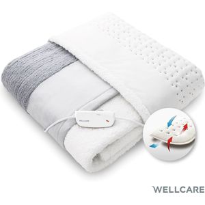 Wellcare - 120426 - Elektrische Onder- en Overdeken - Patchworkontwerp - 130 x 160 cm - Nap, Zacht, Baby- en Vlechtfleece