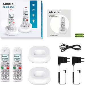 Alcatel XL685 Duo - DECT Telefoon - Wit - Grote Toetsen - Handsfree Bellen