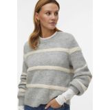 VERO MODA gestreepte trui grijs gebreid