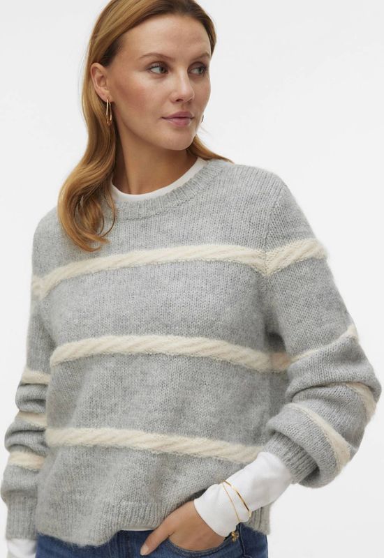 VERO MODA gestreepte trui grijs gebreid