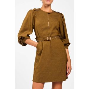 Aaiko - SEMIRE - Korte Jurk - Groen - Driekwart Pofmouwen