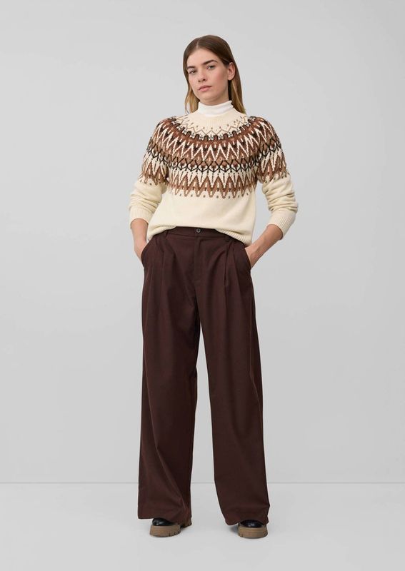 s.Oliver wide leg high waist broek bruin