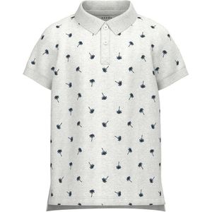 NAME IT KIDS polo NKMVOLO met all over print wit/blauw