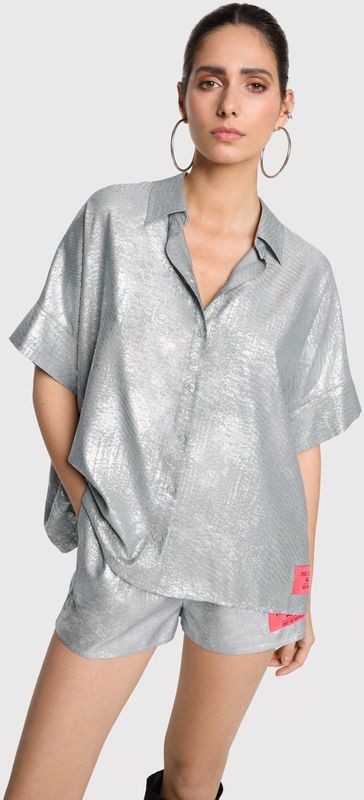 Alix the Label - Foil Twill Blouse - Zilver
