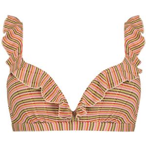 Beachlife voorgevormde beugel bikinitop met structuur roze/rood/bruin