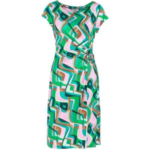 Cassis jurk met grafische print en plooien groen/multi