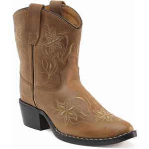 Bootstock Dolly Tiener leren cowboylaarzen met borduursels bruin