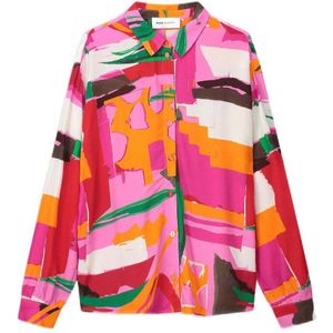 POM Amsterdam blouse met all over print roze/oranje/groen