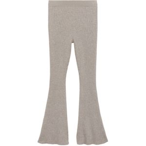 Mango flared high waist flared broek beige rib gebreid