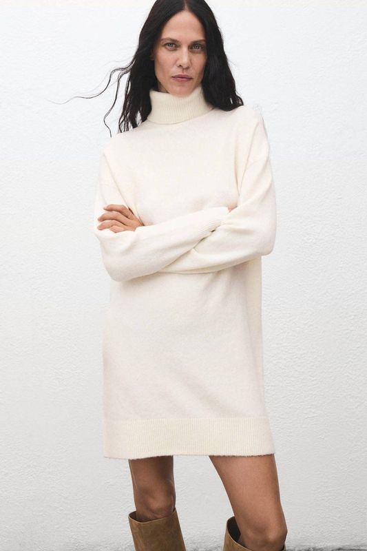 MANGO Gebreide jurk 'TALDOTE'  ecru