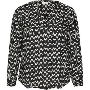 Kaffe Curve blousetop met grafische print zwart/ wit