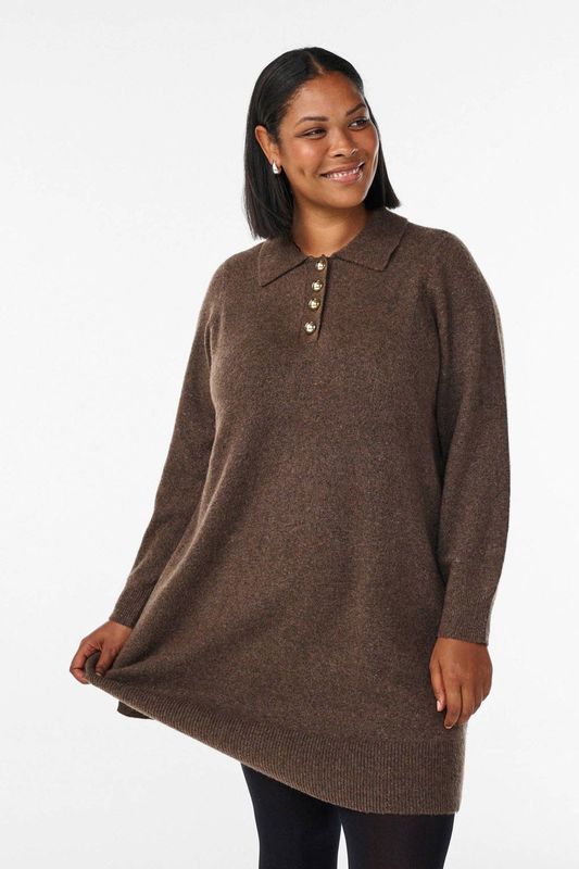 Zizzi Gebreide jurk 'MVISTA'  bruin