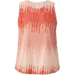 s.Oliver BLACK LABEL top met all over print en pailletten roze/ koraalrood