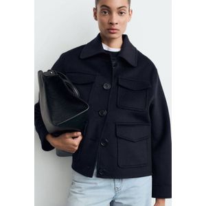 Mango wollen jack marineblauw