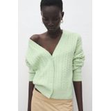 Mango gebreid vest lichtgroen