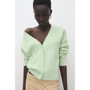 Mango gebreid vest lichtgroen