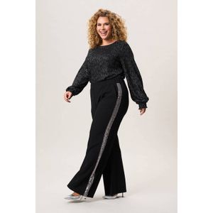 Miss Etam Plus straight regular waist broek zwart met glitter