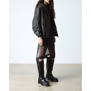 Dr. Martens - Anistone - Kniehoge Biker Laarzen - Zwart - Orleans Leer