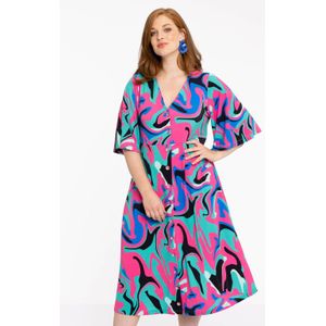 Yoek Loretta's Favourites midi-jurk turquoise/roze/blauw