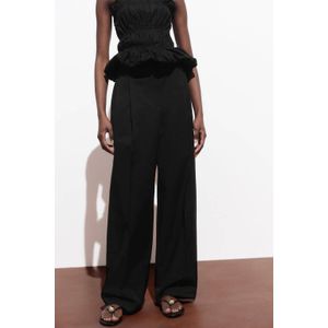 Mango - Wide Leg High Waist Broek - Zwart