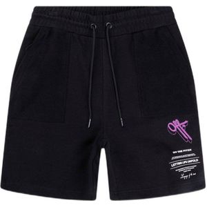 Off The Pitch regular fit short Unfold met printopdruk zwart