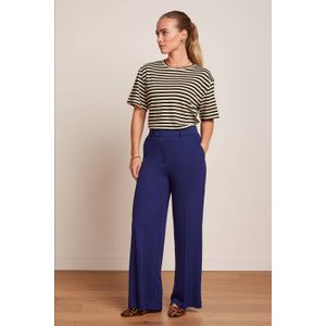 King Louie - Federica Pants Milano Uni - Donkerblauw - Wide Leg Broek