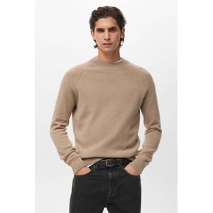 Mango Man trui met wol fijn gebreid bruin
