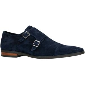 Manfield suède gespschoenen donkerblauw