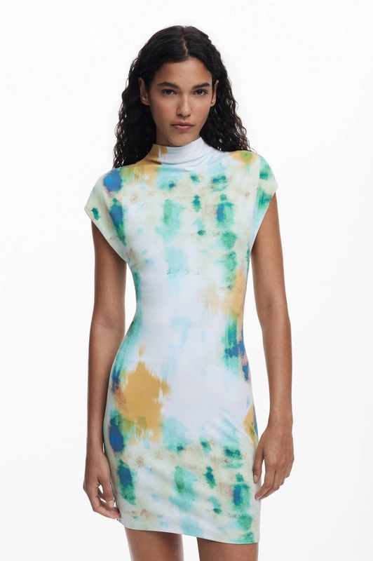 Kokerjurk - Multicolor - Slim Fit - Mouwloos - Abstracte Print - Collectie AW25