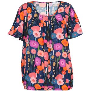 Paprika top met all over print marine/rood/roze